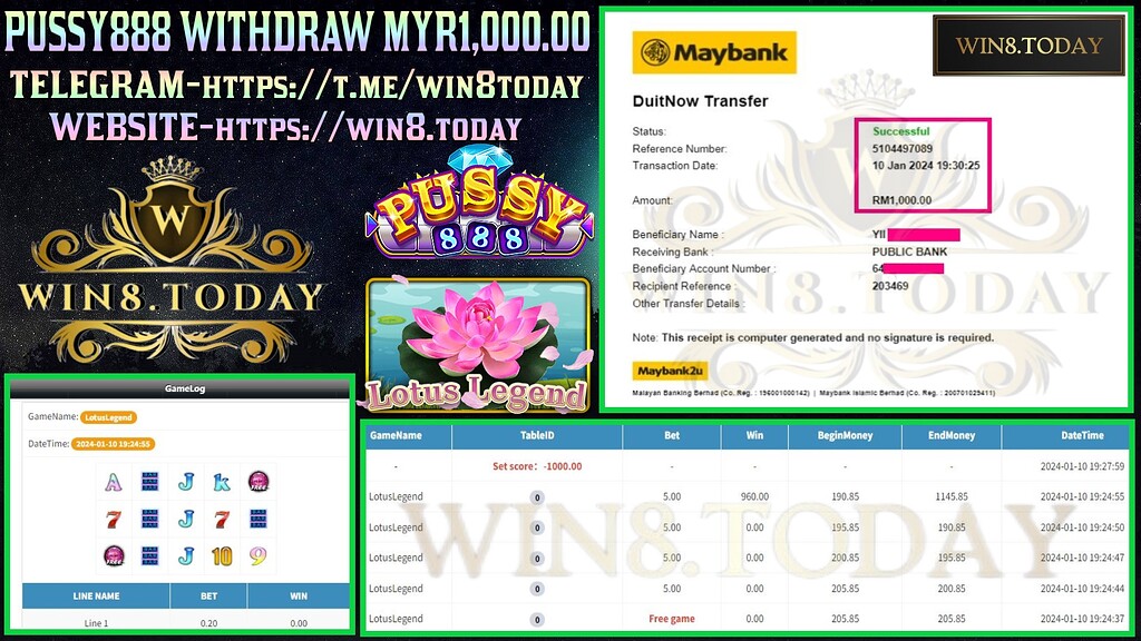  Betting MYR70, winning MYR1,000 💸 Discover my epic journey with Pussy888! 🎰🏆 Unbelievable end! #CasinoWinning 