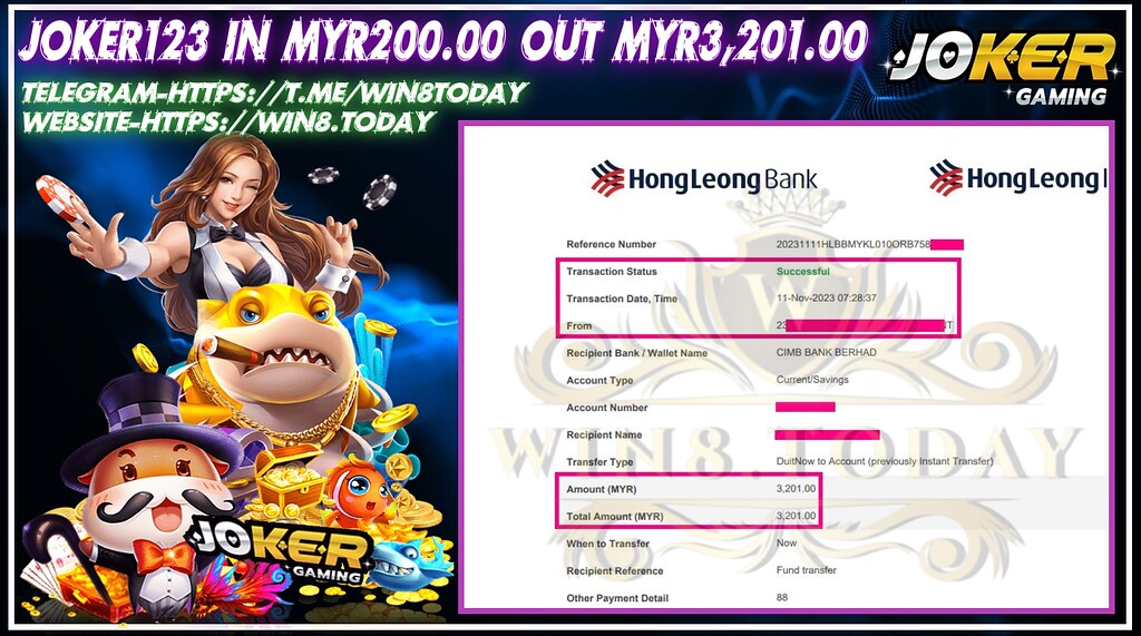 🎉💰 Win big at Joker123! Turn MYR200 into MYR3,201 with one casino game! Don't miss out on this incredible opportunity! 💥🤑