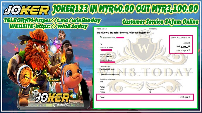 เล่นคาสิโน Joker123 แล้วกำไรเริ่มต้นจากเพียง Myr40.00 เป็น Myr3,100.00 😱✨ กระตุ้นจิตตนคุณให้เข้ามาอ่านเลย!