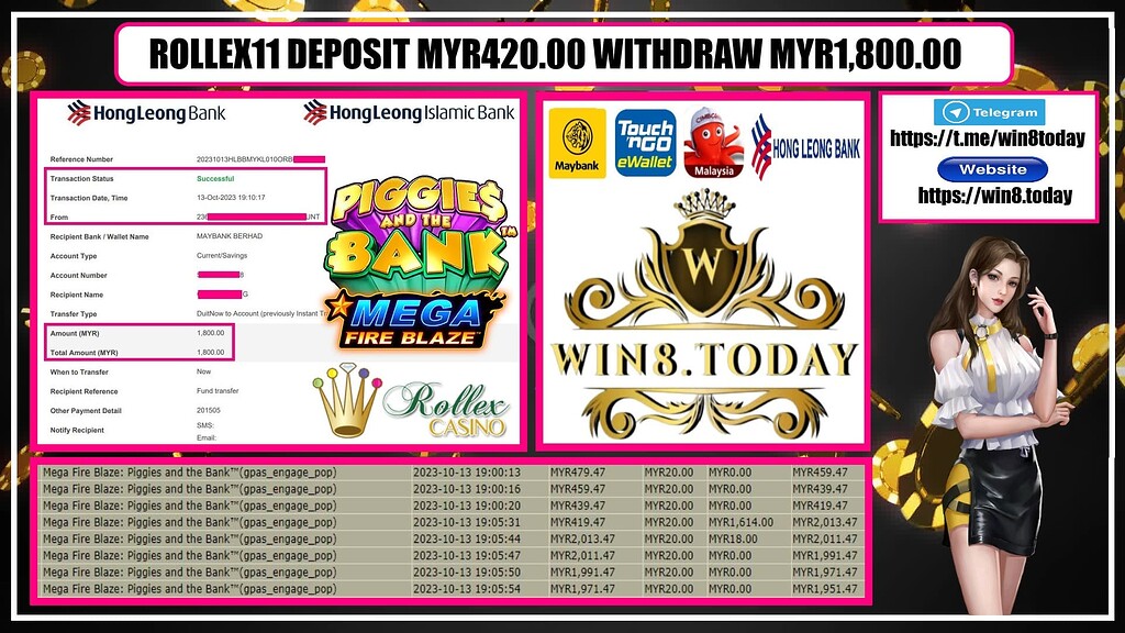 Menang Besar dengan Rollex11: 🤑 Tukar MYR420.00 Taruhan menjadi MYR1,800.00 dalam Permainan Casino Terhebat! 💰💥