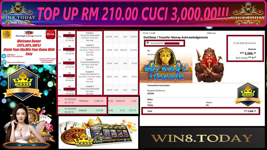  💰💥 Amazing Casino Success Story: From MYR210.00 to MYR3,000.00! Don't Miss Out on This Ace333 Game Adventure! 💥💰 