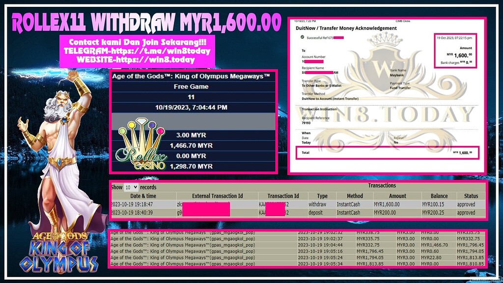  🤑💰 Transforming Myr100.00 to Myr1,600.00! Unveiling My Rollex11 Casino Game Triumph! 💥✨ Join me on this epic journey of casino success! 🎉🎲 