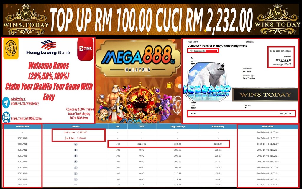  💰💥 From MYR100 to MYR2,232! Discover how I transformed my luck with Mega888 Casino Game - Unbelievable winnings inside! 