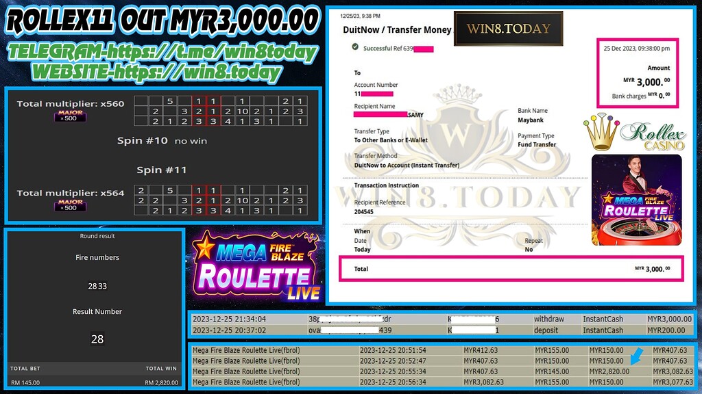  Achieve 💰 growth beyond your wildest dreams! Discover how I turned MYR200 into MYR3000 on Rollex11 🎰💣 #BigWin #CasinoJourney 