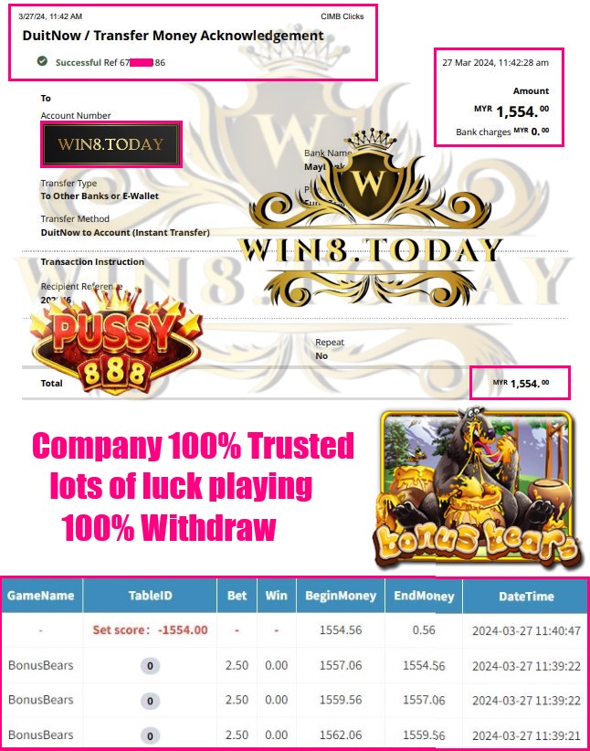 🎰🌟🍀 Want to strike it big? Discover how Pussy888 transformed my fortunes from MYR 170 to MYR 1,554! Luck is on your side with Pussy888! 💰🎲 #casino #luckchanger