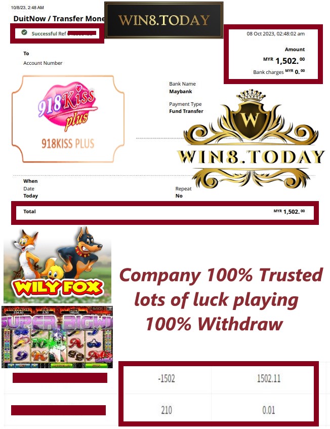 Thỏa sức may mắn với các trò chơi casino 918kiss_plus từ MYR150.00 đến MYR1,502.00! 🎰🍀 Hốt ngay tiền thưởng lớn! 💰🔥
