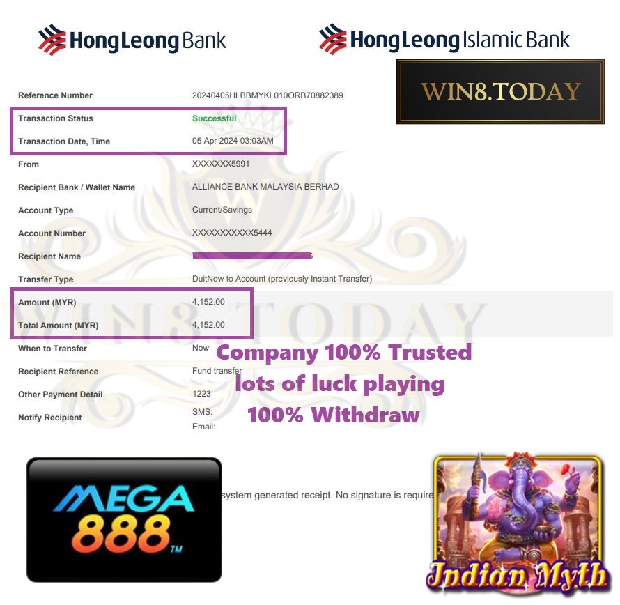 Discover how to turn MYR500.00 into MYR4,152.00 with Mega888! 🎰💰 Don't miss out on this mega win opportunity! Join now and start winning big! 🚀 #Mega888 #OnlineCasino