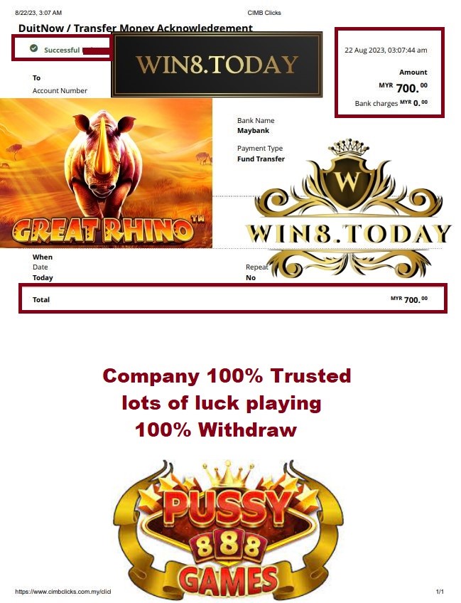 🤑 Win Big at ⭐Pussy888 Casino! 🎰 Journey from Myr40.00 to Myr700.00 and feel the thrill of success! 💰 Join now and transform your luck! 🍀 