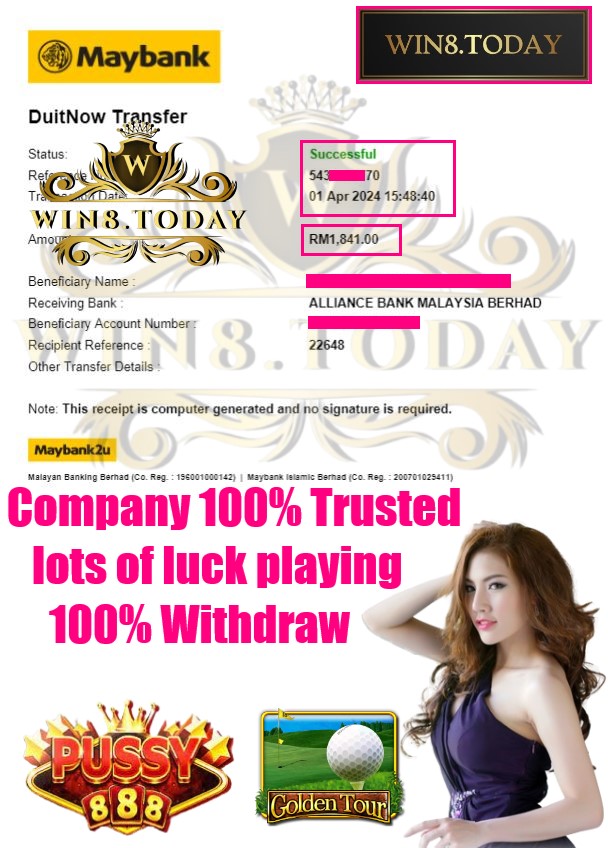 Turn MYR 100 into MYR 1,841 with Pussy888! Join the winning journey now 🎰💰 Don't miss out on your chance to hit the jackpot! #Pussy888 #BigWinners