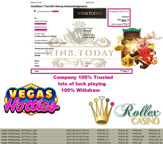 Peroleh kemenangan hebat dengan permainan Casino Rollex11! 🎰🃏 Hasilkan Myr922.00 dari Myr190.00! Main sekarang! 💰💥
