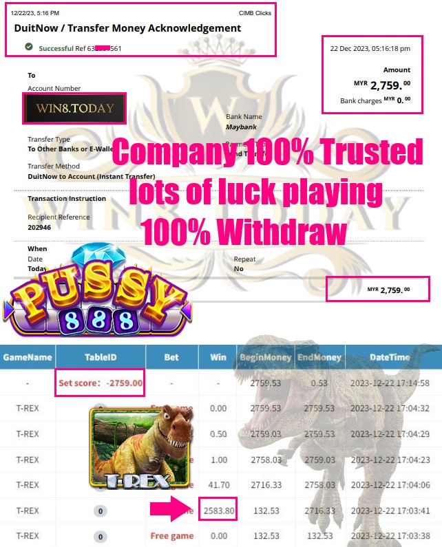 🎰💸 Discover my secrets: transform MYR 100 to MYR 2,759 on Pussy888! Winning was never this easy! 🥳💰 